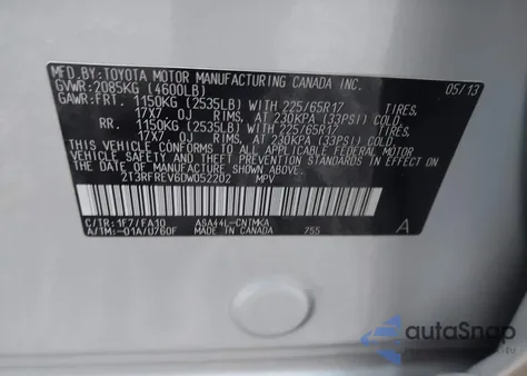 2013 Toyota Rav4 Xle from USA, damaged, VIN 2T3RFREV6DW052202